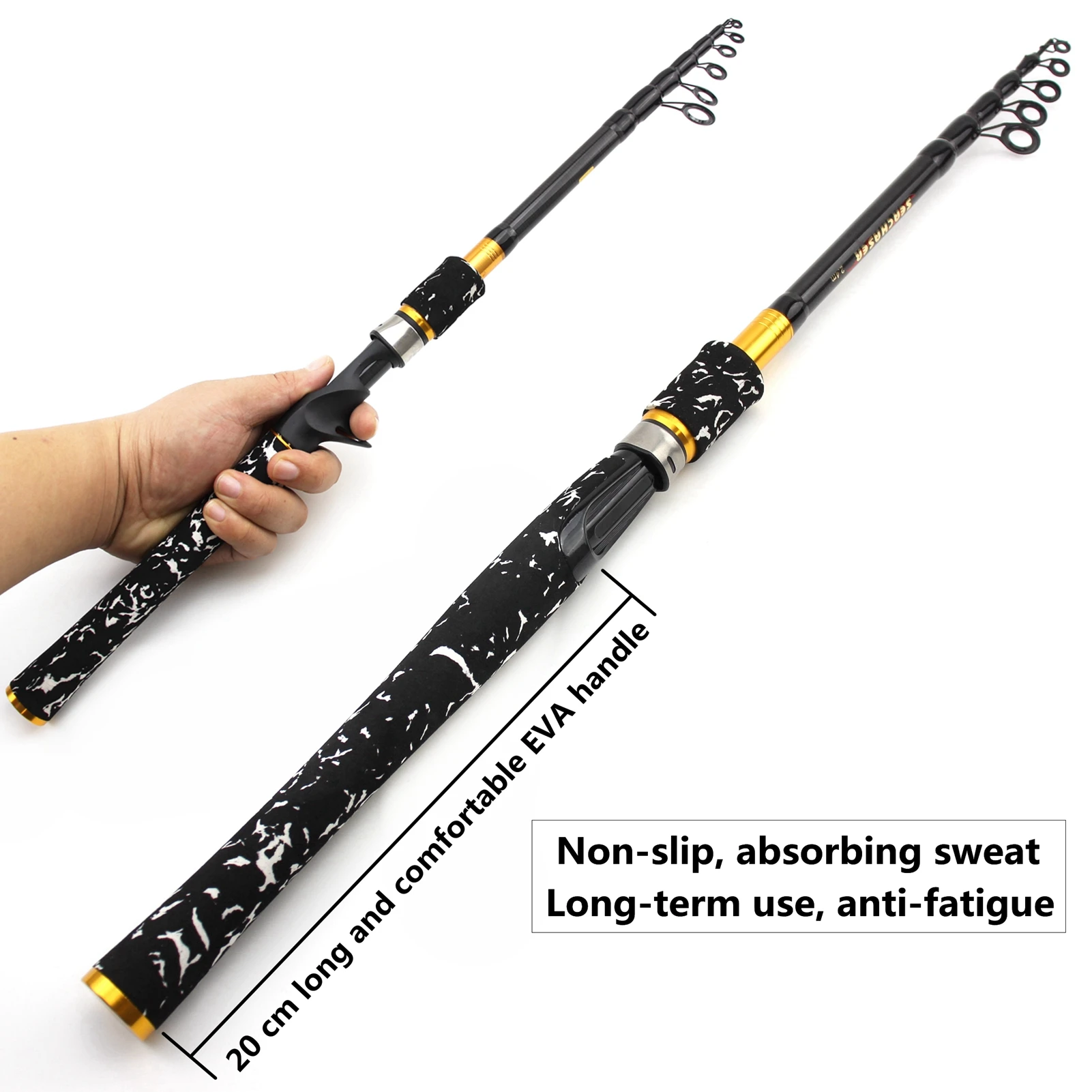 NEW 1.8m-2.7m carbon rod M power Spinning Casting Rod Portable Telescopic Fishing  Rod Pole Extended EVA handle Lure Weight 5-28g