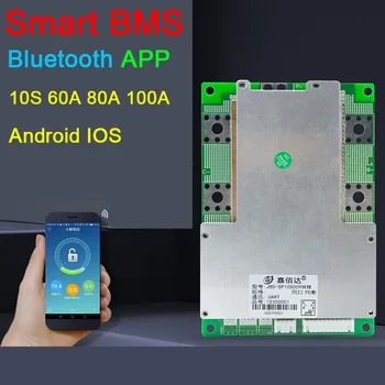 

smart BMS 10S 36V 60A 80A 100A 18650 li-ion Lithium Battery Protection Board BMS Balance High Power Bluetooth APP pc control