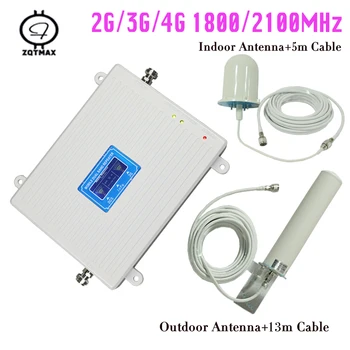 

ZQTMAX 2g 3g 4g mobile amplifier signal 1800 2100MHz Dual band GSM Repeater LTE UMTS network Amplifier Booster 70dbi + antenna