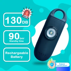 Conception Brevet Rechargeable Portable Autodéfense Mini Porte clés Alarme Safe Sound Alarme de Sécurité Personnelle Alerte 130db 📢 pour Femmes 