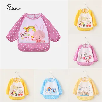 

2019 Cute Kitchen Craft Children Cooking Bib Cartoon Print Kids Art Painting Apron Waterproof Burp Clothes 0 to 3Y