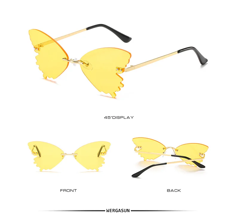 New Fashion Frameless Butterfly Rhinestone Sunglasses Ladies Steampunk Fashion Designer Sunglasses Retro Glasses big sunglasses for women