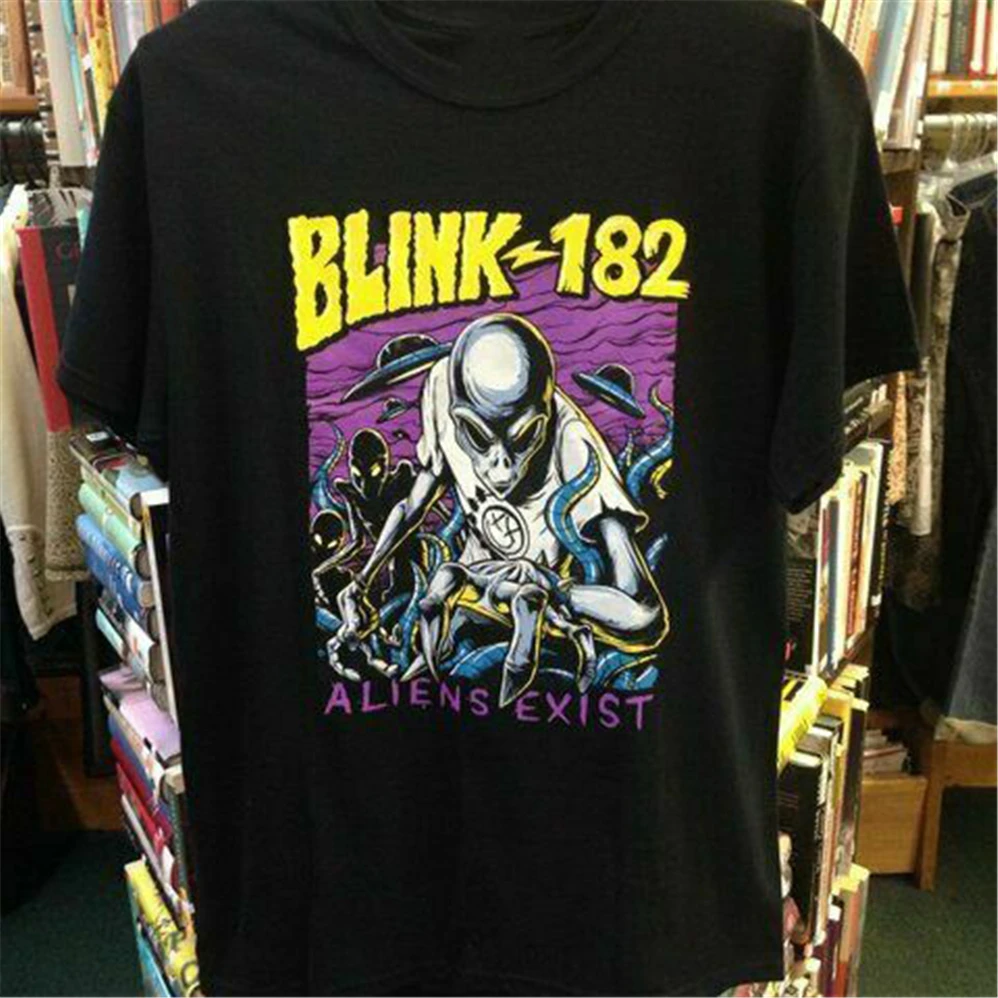 Черная футболка с пришельцами Blink-182 Уличная Повседневная | Мужская одежда