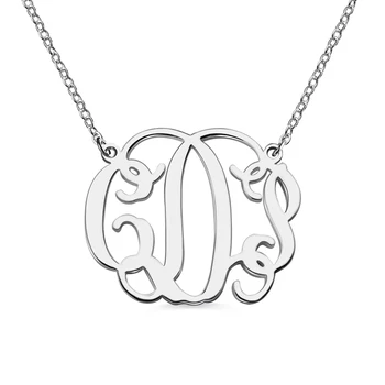 

Personalized Monogram Necklace Sterling Silver Custom Three Initials Monogrammed Necklaces Retro Initial Pendant Chain