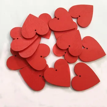 

50 tablets / pack of 40mm wooden red love patch love painted wood chip pendant wedding DIY handmade accessories