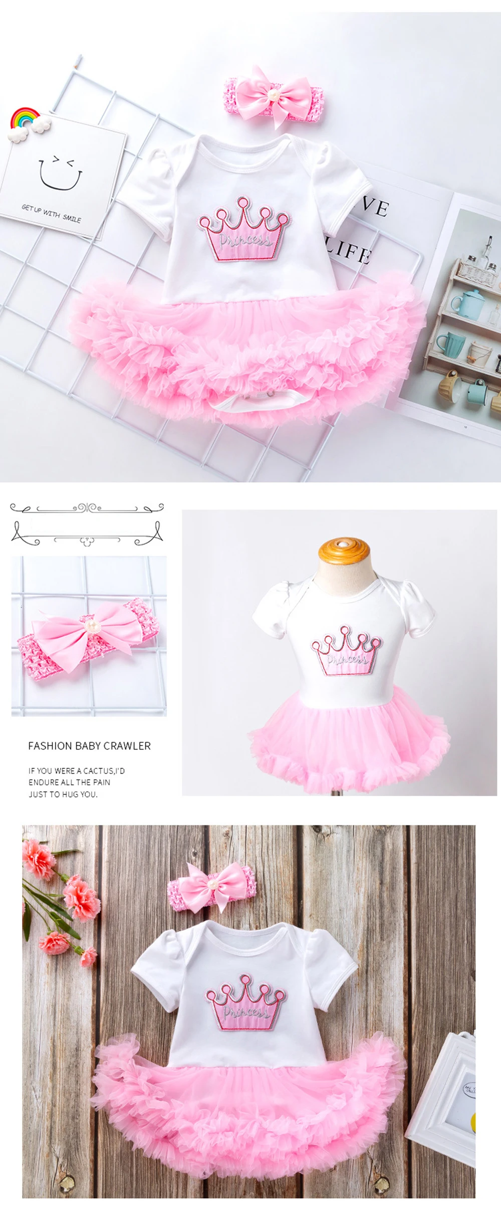 Infant Girl Rompers Dress Baby Girls Birthday Clothes Sets Outfits 2pcs Newborn Cotton Tutu Jumpsuit Party Clothes