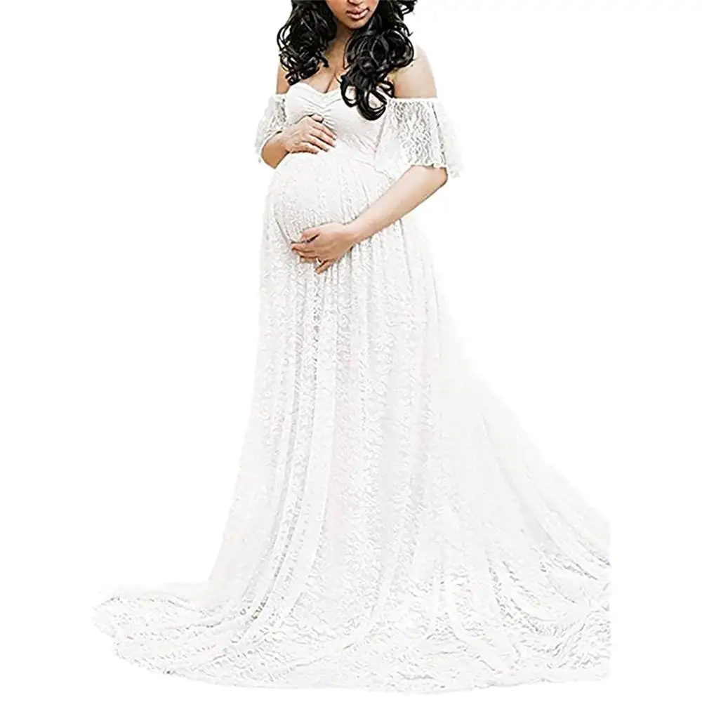 maternity casual lace off shoulder dress