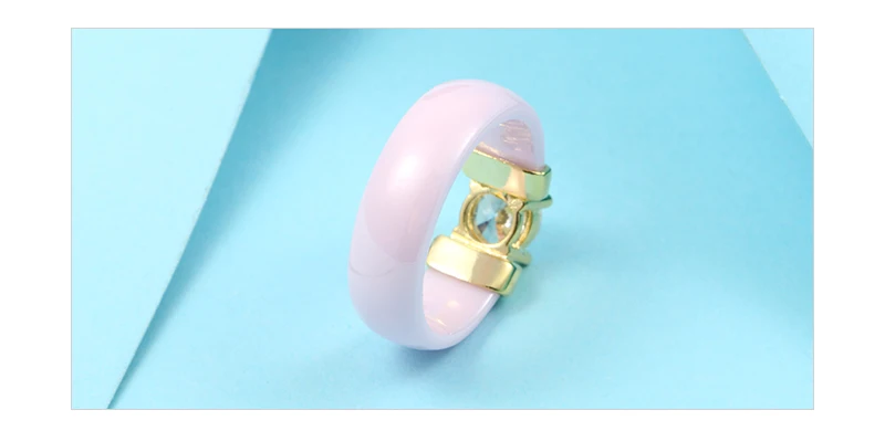Новые розовые, черные, белые керамические кольца для женщин с большим CZ Crysal 6 мм ширина никогда не выцветает здоровые женские кольца, подарок на Рождество