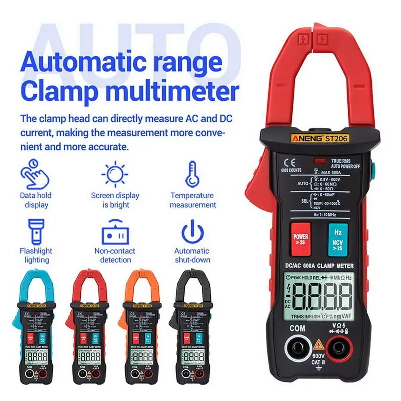 

ST209/ST206/ST203 Digital Multimeter Clamp Meter 6000Counts True RMS Amp DC/AC Current Clamp Tester Meters Voltmeter Auto Range^