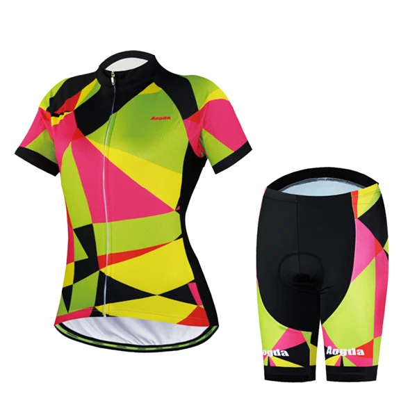 Jersey and shorts AGODA Summer Cycling Jersey Set Short Sleeve Women Mountain Bike Clothing Breathable Cycling Wear Pro Team Bicycle Clothes 4 set - Цвет: Jersey and shorts