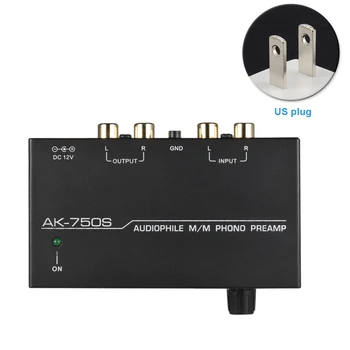 

Stereo Electronic Phono Preamp Home Turntable Audio Preamplifier Metal Volume Adjustable Input Output Black With Level Controls