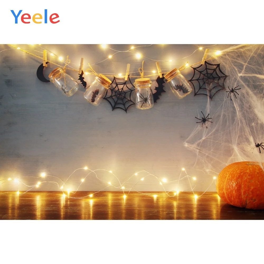 

Yeele Halloween Decorative Light Pumpkin Drifting Bottles Spider Photography Backgrounds Photographic Backdrops for Photo Studio