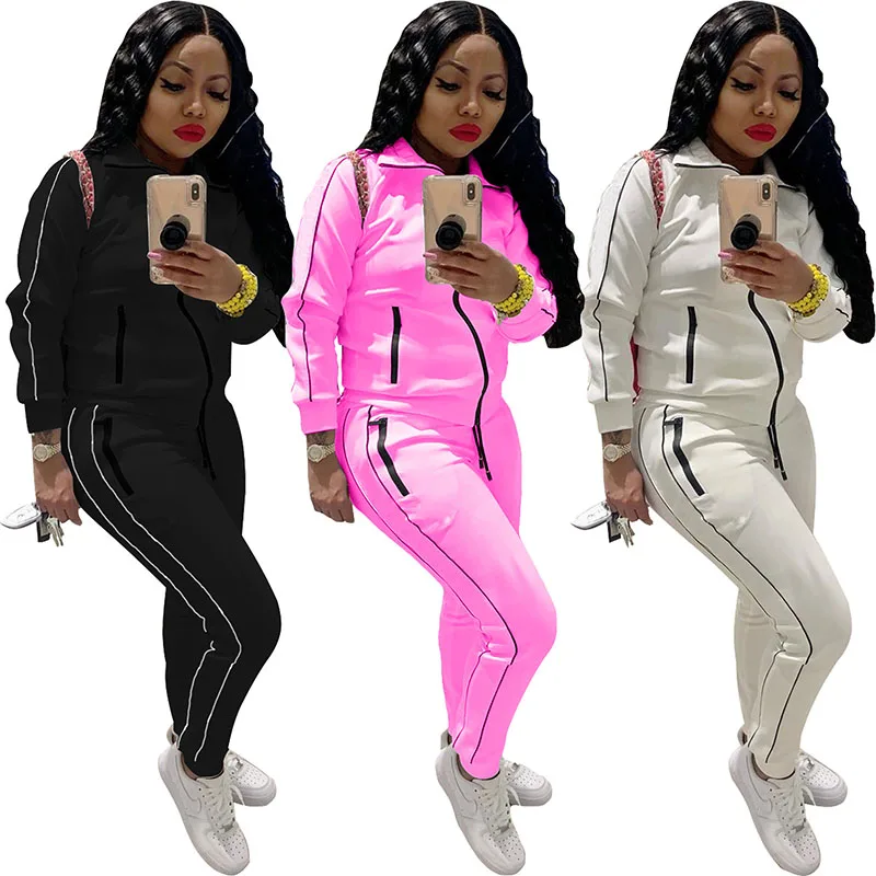 

Autumn Women's Casual Tracksuit Zipper Patchwork Sports 2-piece Set for Women European and American Clothing