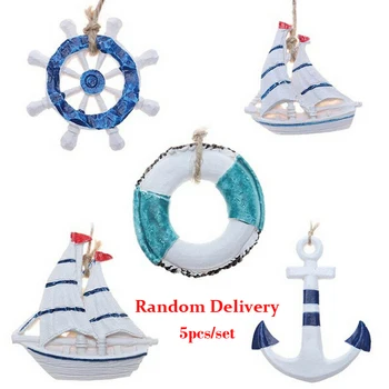 

5Pcs Anchor Shape Wall Hanging Decoration Anchor Shape Anchor Pendant Wooden Ornaments home decor