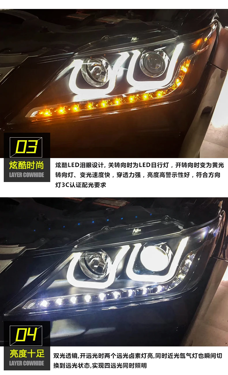 Автомобильный Стайлинг светодиодный головной фонарь-для Toyota Camry фары 2012- светодиодная фара дальнего света Camry светодиодный drl D2H hid Q5 Биксеноновые линзы ближнего света