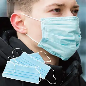 

50 dust-proof disposable masks with elastic earrings 3 layers of breathable can block dust air pollution anti flu