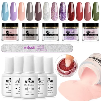 

Mtssii Sparkling Dipping Nail Powder Set Matte Series Nail Glitter Bling Dip Nail Chrome without Cure Lamp Nail Art Decoration