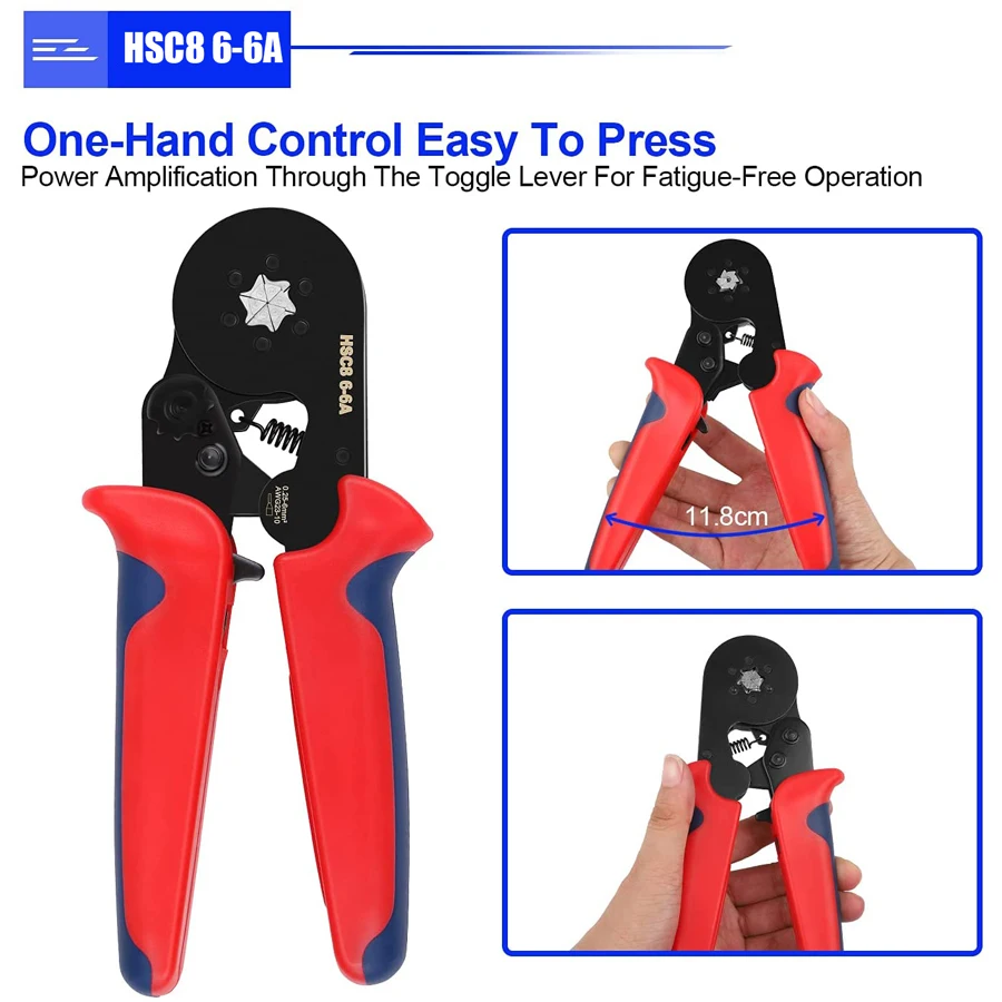 Ferrule Crimping Tool Kit Hexagonal Sawtooth Self-Adjustable Ratchet Wire Terminals Crimper Kit With 1900 Tubular Terminals Set - Image 5