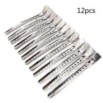 

12Pcs Metal Silver Alligator Hair Clip Hairdressing Sectioning Duck Bill Hairpin