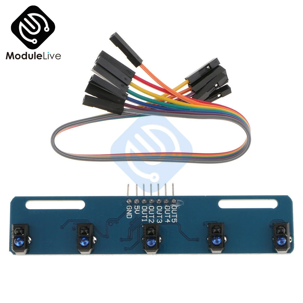 5 Channel 5-CH Infrared Reflective Sensor TCRT5000 KIT Road IR Photoelectric Switch Barrier Line Track Module TCRT5000L Tools