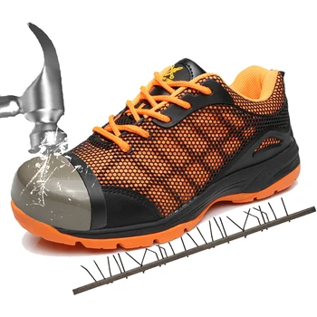 

Men's Safety Shoes Steel Toe Construction Protective Footwear Anti-smashing Construction 3D Shockproof Work Shoes Men Sneakers