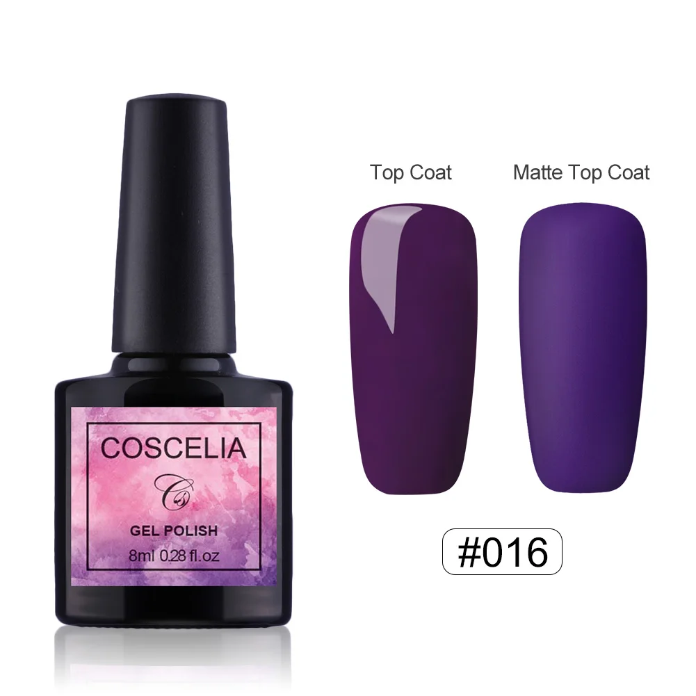 COSCELIA, 8 мл, чистый дизайн ногтей, УФ светодиодный Гель-лак для ногтей, вылеченный УФ светодиодный светильник, впитывающий лак, гель для маникюра, ногтей, Матовый верх - Цвет: NO.16