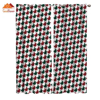 

Creative Christmas Style Plaid Window Curtains Living Room Outdoor Fabric Drapes Curtain Home Decor