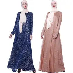 Дубай abaya арабские платья с длинными рукавами женские мусульманские Длинные Халат вечерние Кафтан Исламская одежда с круглым вырезом