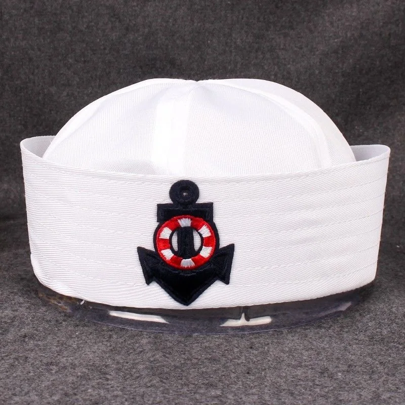 Vintage White Captain Sailor Hats Military Caps Navy Army Hat with Anchor Cosplay Dress Accessories Adult Child Military Hats