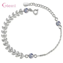 Новое поступление 925 серебро особые Модные ботильоны с кисточками листья пшеницы Форма кулон браслет для Для женщин девочек Treny Рождество
