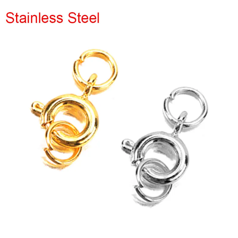 

10pcs Stainless Steel Lobster Clasps Hooks With Jump Rings For Necklace Dia 6mm Golden Color Connectors Fit Diy Jewelry Supplies