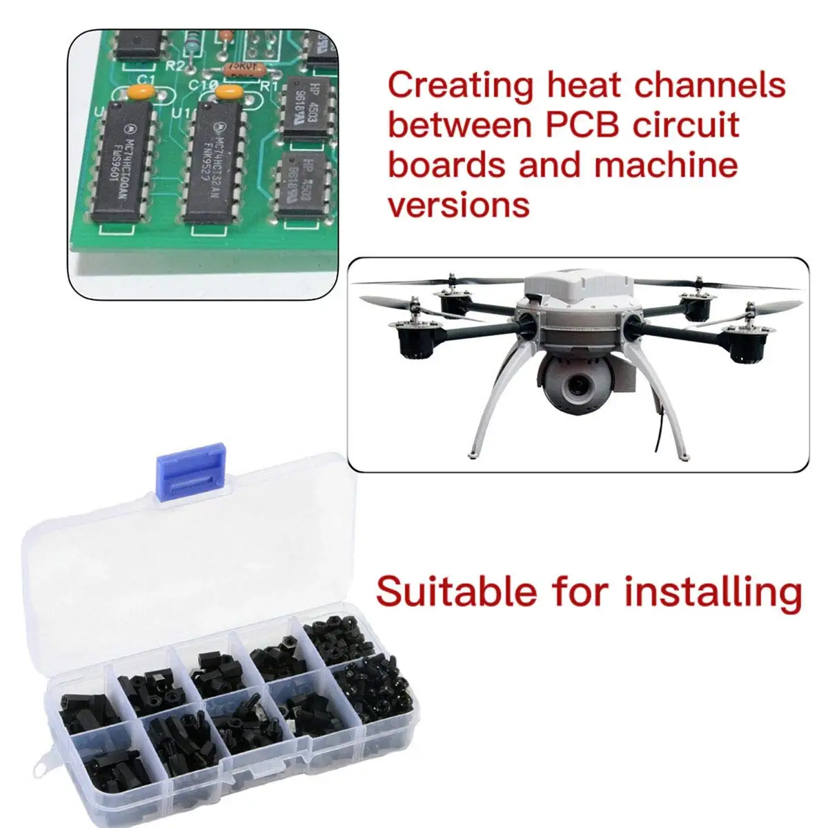 300pcs M3 Nylon Male Female Hex Spacers Standoff Screw Nut Kit Box for PCB FPV RC Quadcopter Drone DIY Arduino Circuit Board