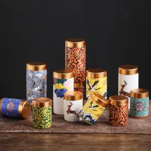 2 шт. резервуар для хранения в китайском стиле Керамическая Мини металлическая коробка для чая герметичная банка для хранения кофейных зерен портативная дорожная чайная коробка