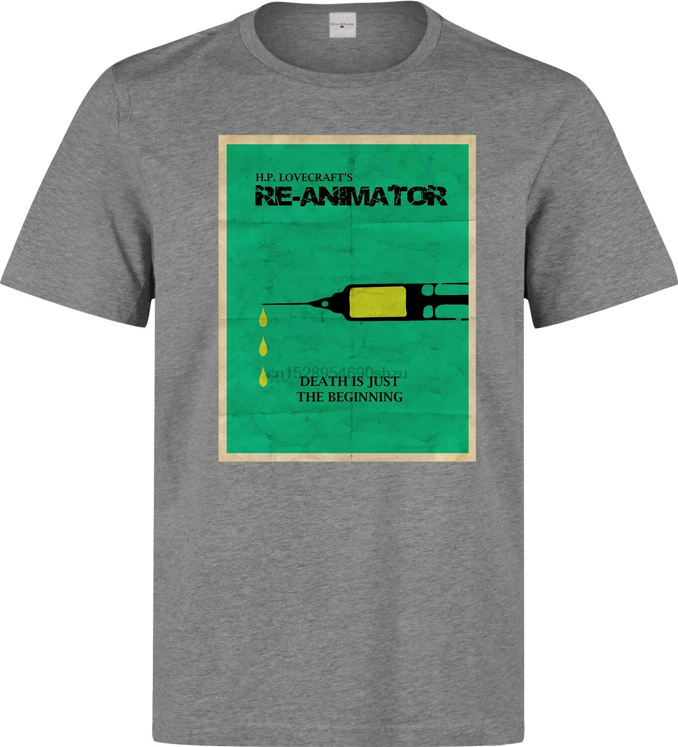 H P Lovecraft Reanimator плакат с фильмом для мужчин (доступна женщин) футболка серая |