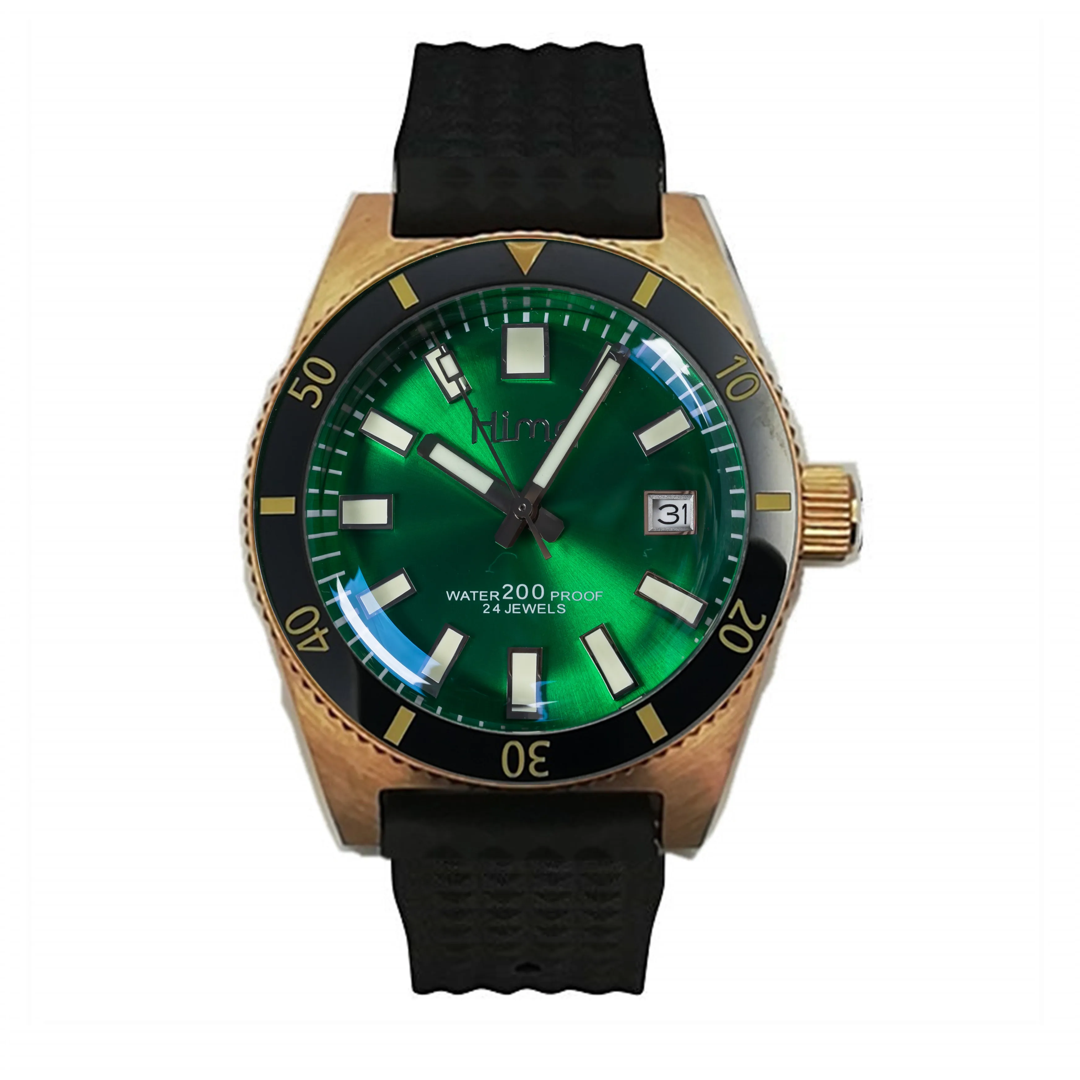Proxima Men 62mas Vintage Diving Watch Stainless Steel Automatic Watch Bronze Green Dial