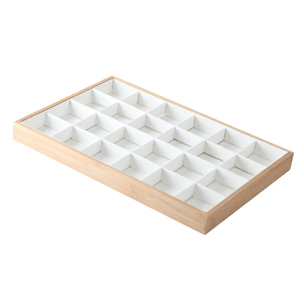 Premium Bamboo Wood Stackable Jewelry Tray Showcase Display Organizer, 12 Grid
