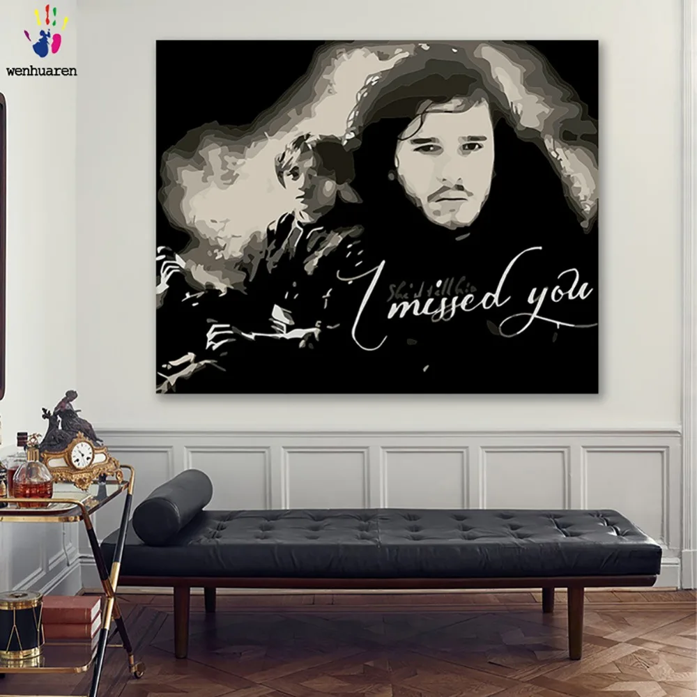 DIY картинки для раскраски по номерам с цветами Песнь Льда и Огня Джон Сноу картина