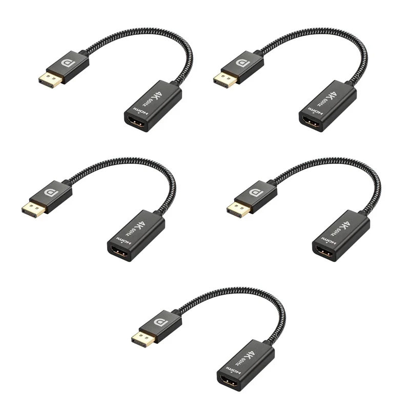 DisplayPort to HDMI 4K DP Display Port Adapter (Male Female) совместим с Lenovo Dell HP и другими 5 упаковок |