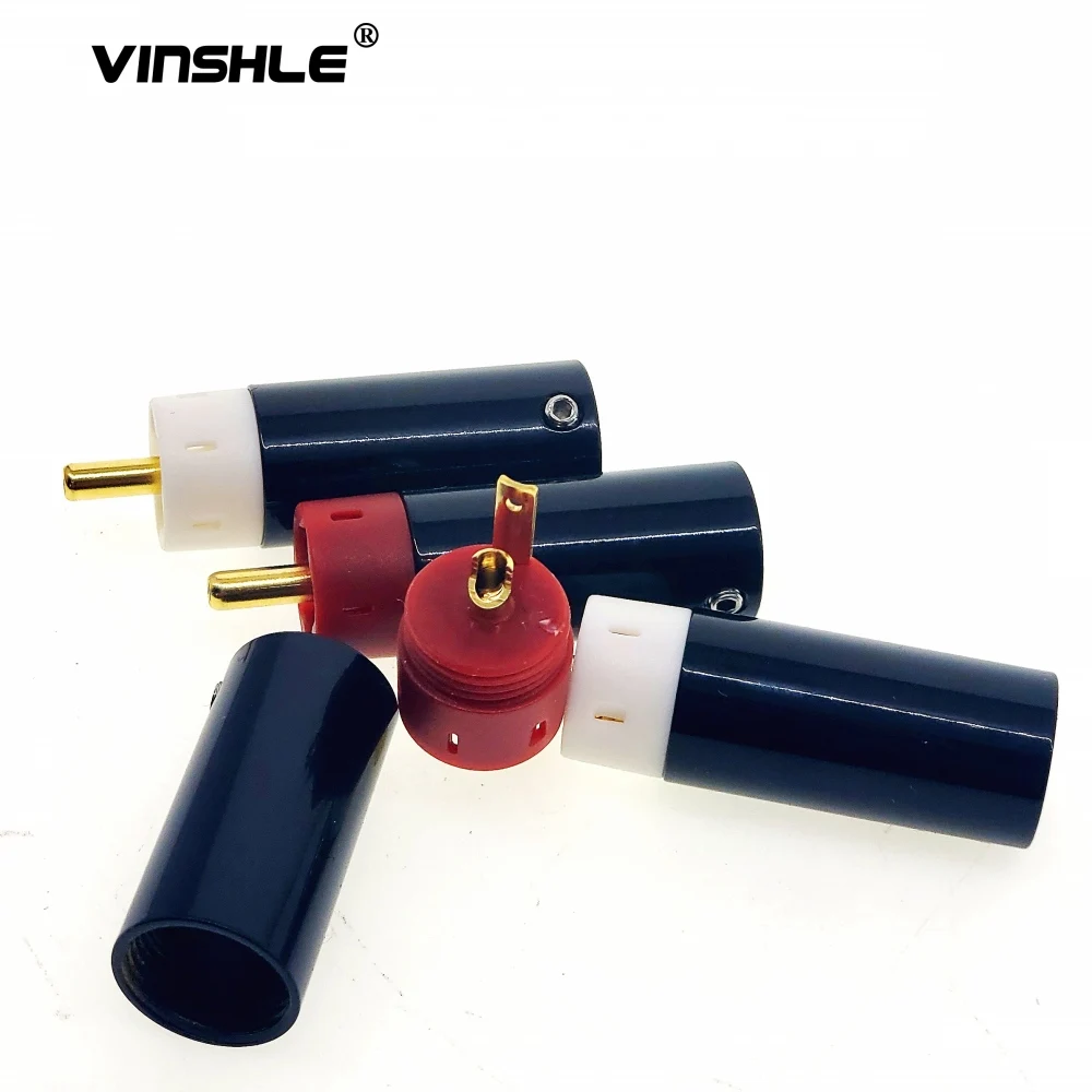고품질 Hifi DIY 스타 라인 실버 도금/골드 도금 텔루르 구리 RCA 플러그 커넥터 2pairs 4pcs