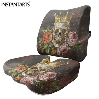 

INSTANTARTS 3D Luminous Skull Print Memory Foam Car Seat Cushion Stylish Car Accessories Seat Cushion for Leaning Comfortable