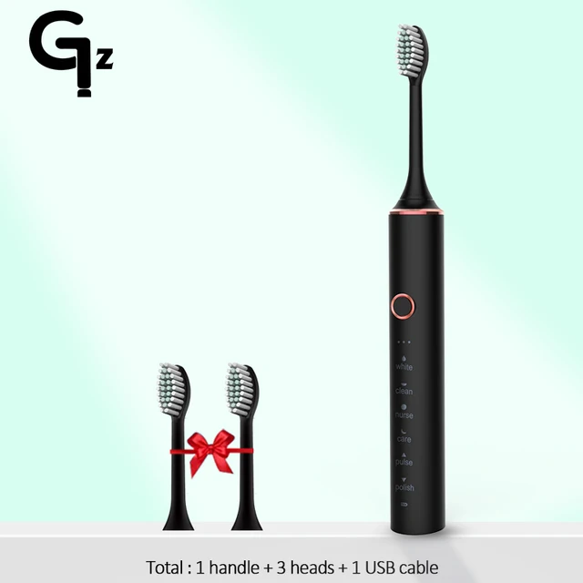 GeZhou Electric Toothbrush Sonic Toothbrush Rechargeable IPX7 Waterproof 6 Mode Travel Toothbrush with 8 Brush Head best gift N100black 3