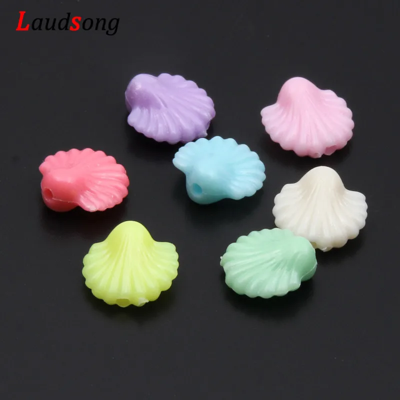 50pcs Candy Color Shell Beads Spacer Loose Acrylic 14mm For DIY Charm Pendant Jewelry Making Necklace | Украшения и аксессуары