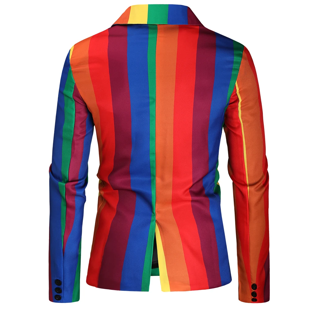 Men's Rainbow Striped Costume Blazer Homme 2021 Luxury Fashion Men Clothing Party Stage Chaquetas Hombre Formal Suit Jackets 4XL 3