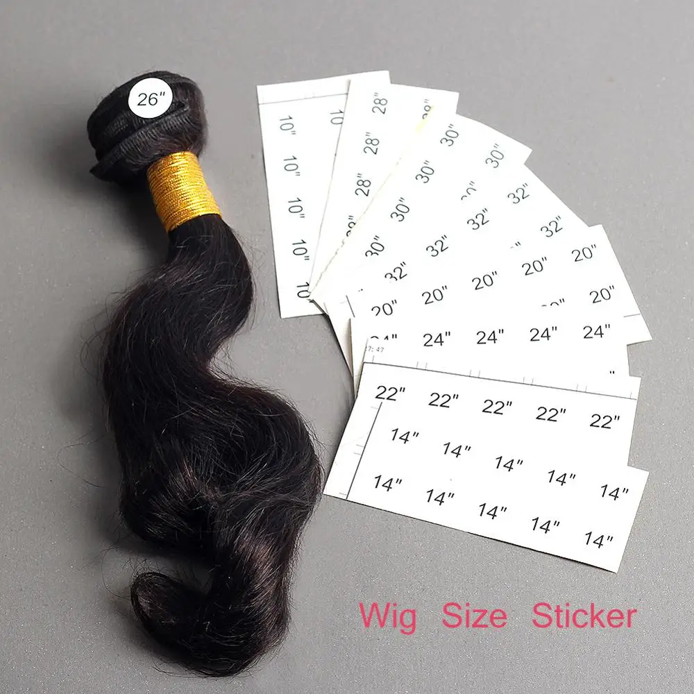 

Wig Size Sticker Virgin Hair number size length stickers, 10"/32" round circle hair extension length in inch printing pap