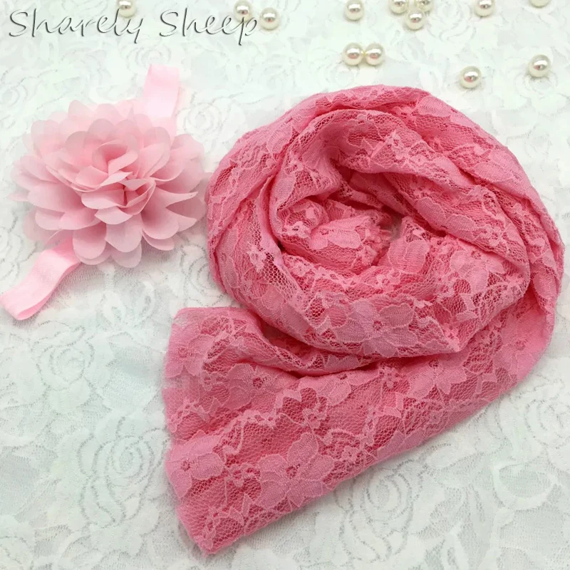 Baby Girl Photo Shoot Headband+Wraps Set Newborn Photography Props Stretch Lace Wrap fotografia Accessoires Baby Shooting Props