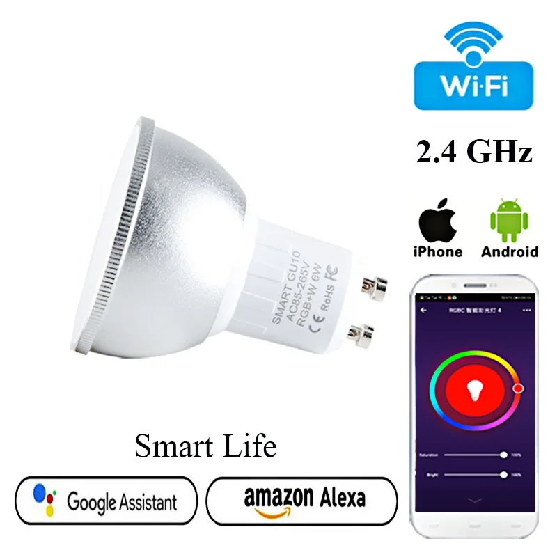 Ampoule Светодиодная лампа WiFi RGB 6 Вт с регулируемой яркостью умная жизнь bombilla alexa Google