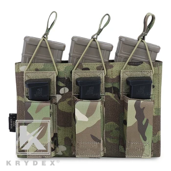 

KRYDEX Tactical Triple Open Top 5.56&Pistol Magazine Pouch Multicam MOLLE/PALS Holster Mag Carrier For Shooting Airsoft Military