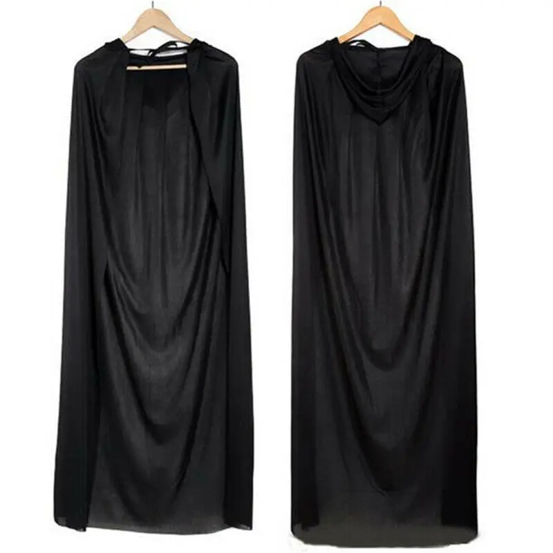Unisex Hooded Cape Halloween Costume Knight Cloak Black Man Women Full Length Hooded Cloaks Cape Coats Vampire