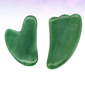 

2 Pcs Jade Stone Massage Therapy Scrapping Plates Scraping Massage Tools Natural Stone Board for SPA Acupuncture Therapy Green (
