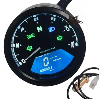 

Waterproof Motorcycle Digital Speedometer Odometer Tachometer LCD Gauge 12000 RPM Fuel Meter Warning Motorbike Instrument Refit